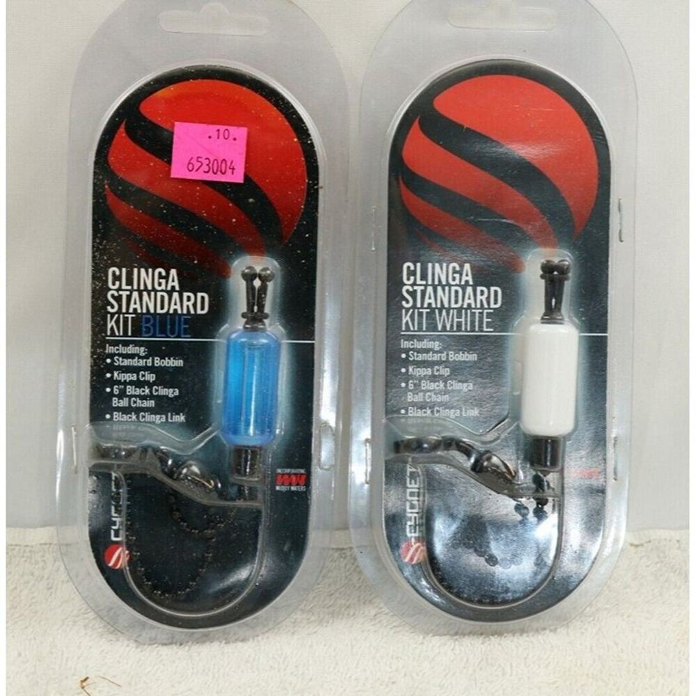 Pair of Cygnet Clinga Long Range Bite Indicator Kits - White & Blue PTFE Bobbins